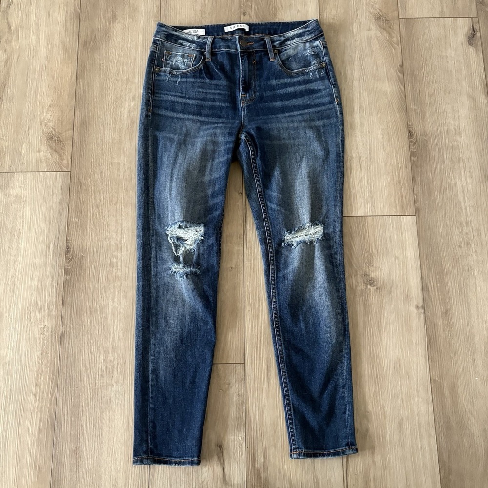 Vigoss Jagger Skinny Jeans Womens 29‎ Blue Distressed Faded Stretch Denim Pants